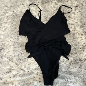 Old Navy Black Wrap One Piece Swimsuit